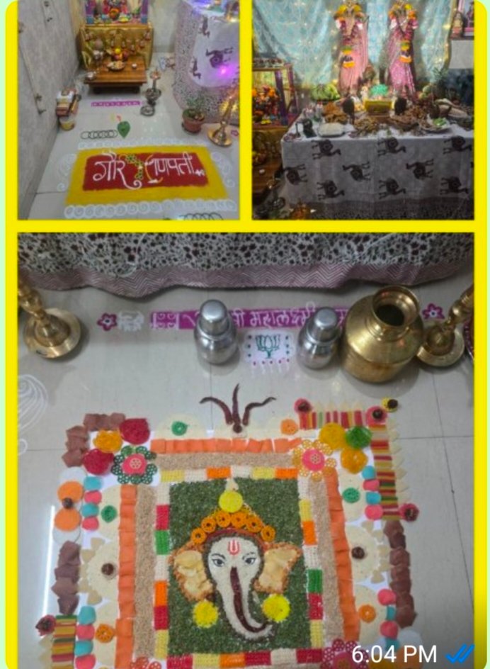 गौरीच्या अंगणात धान्यांतून गणरायाची आराधना; गृहिणीच्या अनोख्या कलेतून अन्न, आरोग्य अन् संस्कृतीचा जागर!